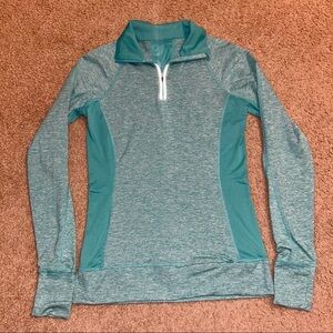Reva quarter zip running long sleeve shirt with thumbholes & small zipper pocket